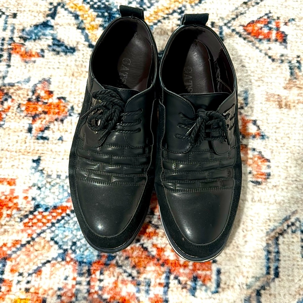 Gatsby Shoes Mens size 10 Black Faux Leather Oxford Derby Lace Up Orthopedic